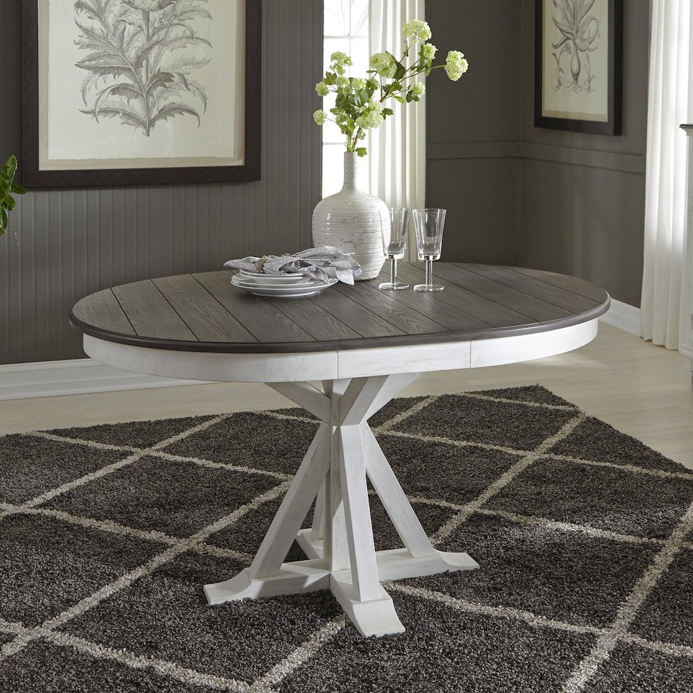 Pedestal Table in Poplar & Rubberwood Solids w Pine Veneer