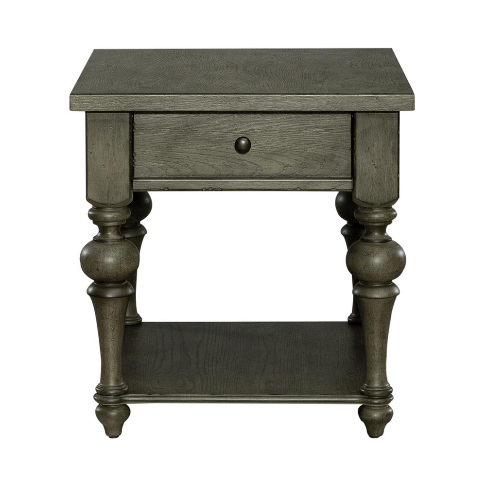 Americana Farmhouse Drawer End Table in Dusty Taupe