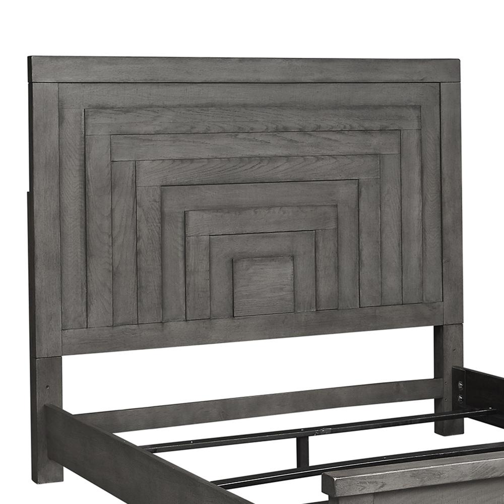 Modern Farmhouse Queen Panel Headboard in Dusty Charcoal w/ Heavy Distressing