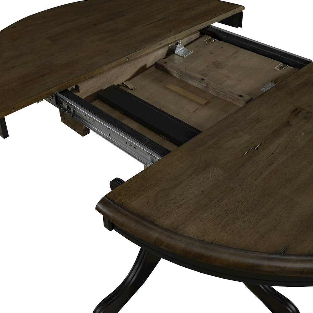 Pedestal Table Set- Black in Rubberwood Solids