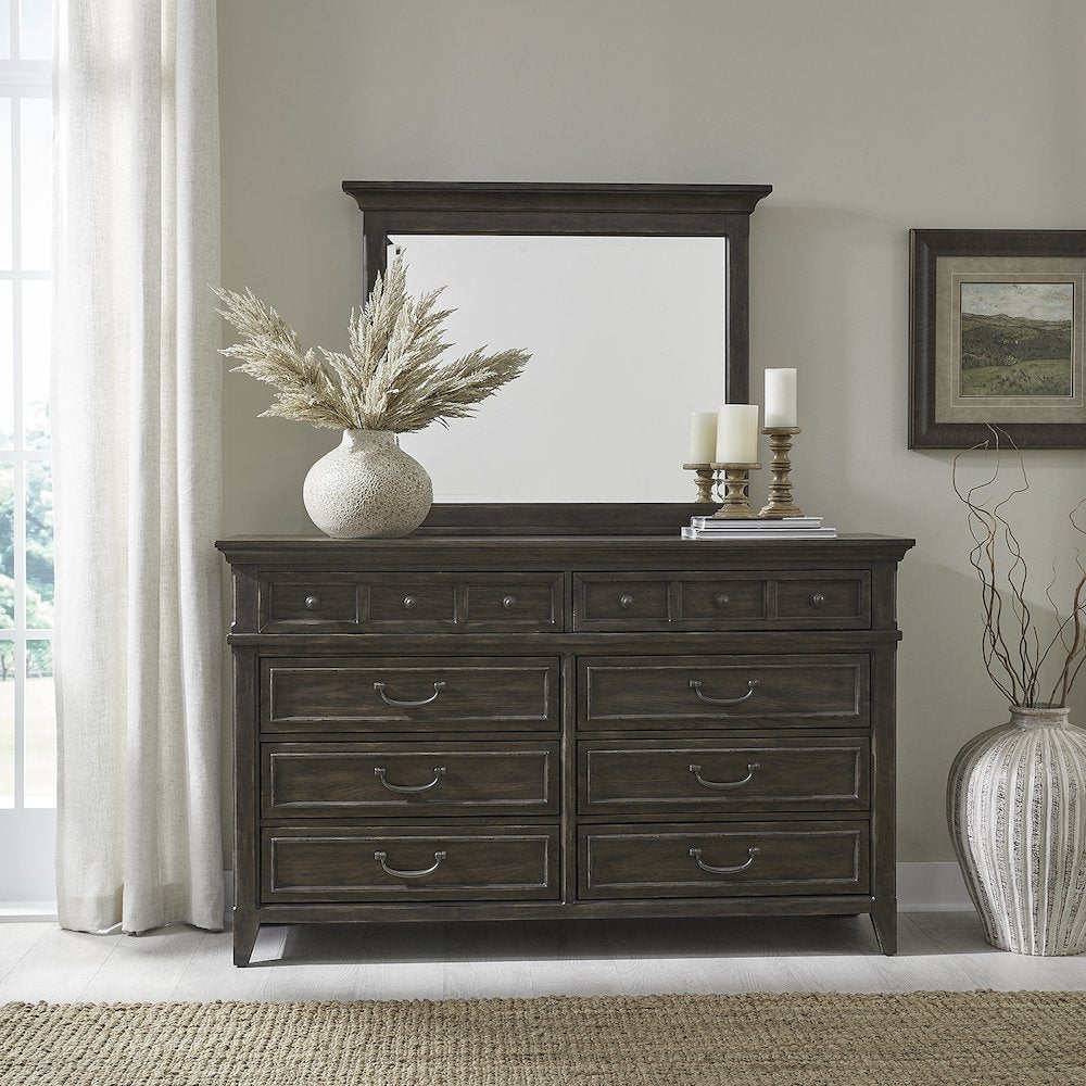 Dresser & Mirror in Rubberwood Solids & Split Heart White Oak Veneers