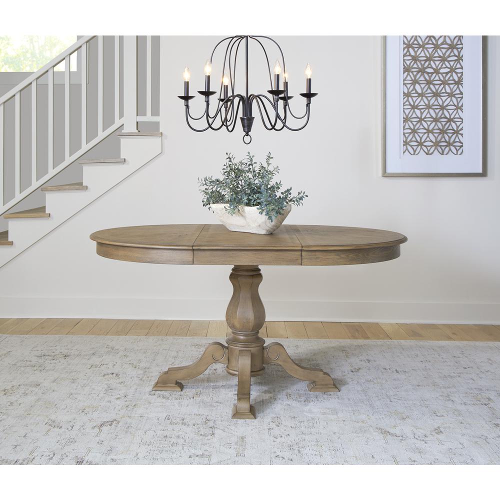 Magnolia Manor Pedestal Table Set in Weathered Bisque
