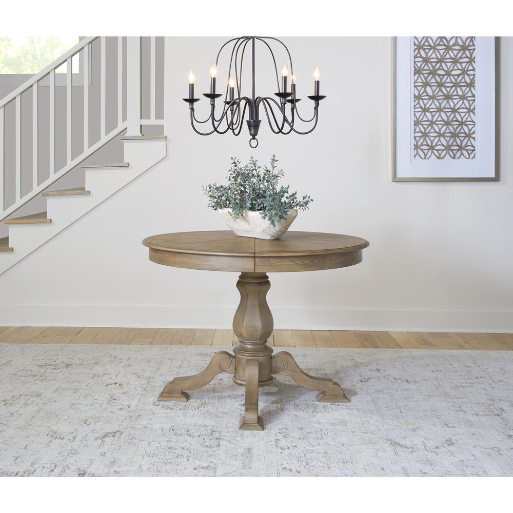 Magnolia Manor Pedestal Table Set in Weathered Bisque