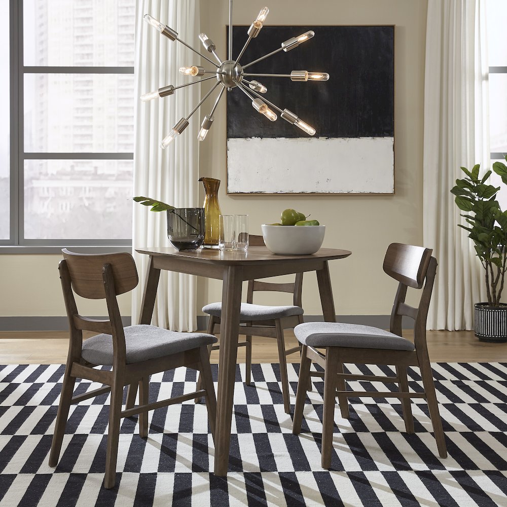 Space Savers 4 Piece Triangle Table Set in Rubberwood Solids and Walnut Veneers
