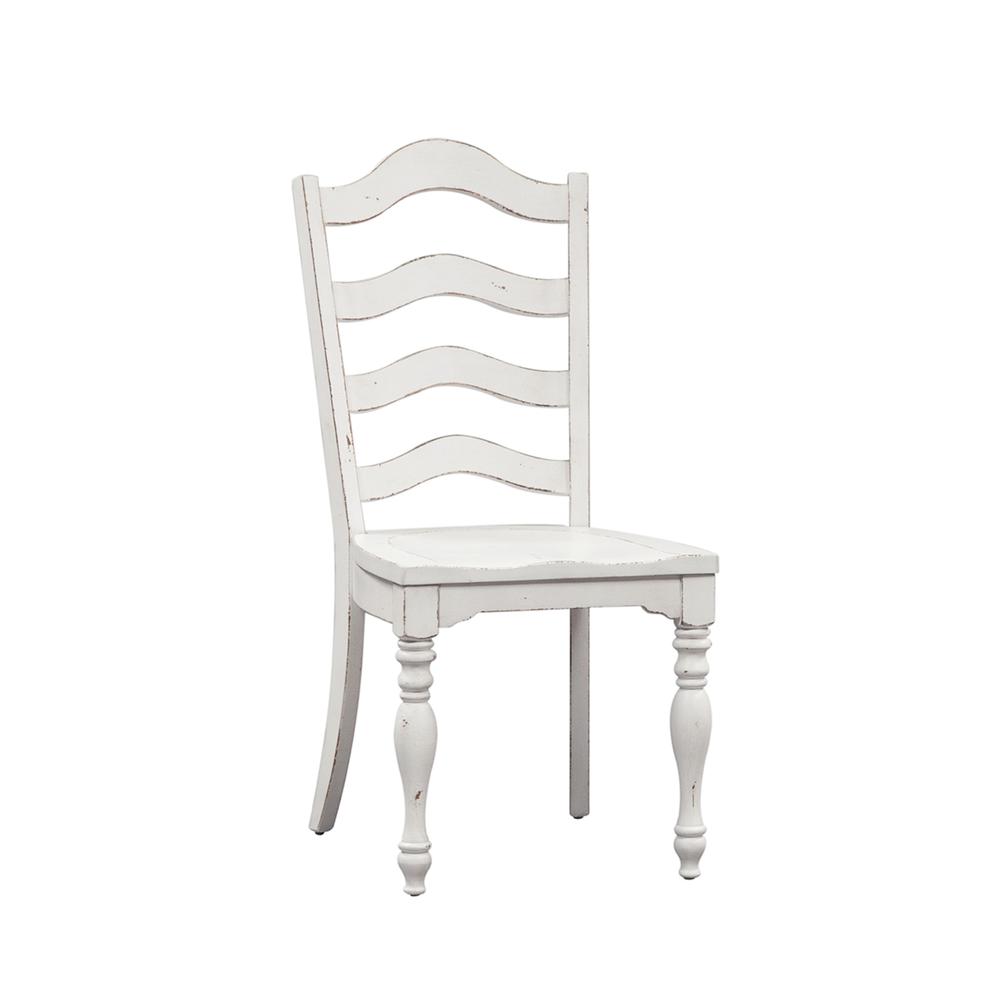 3 Piece Drop Leaf Table Dining Set w/ 2 Ladder Back Side Chairs - Antique White