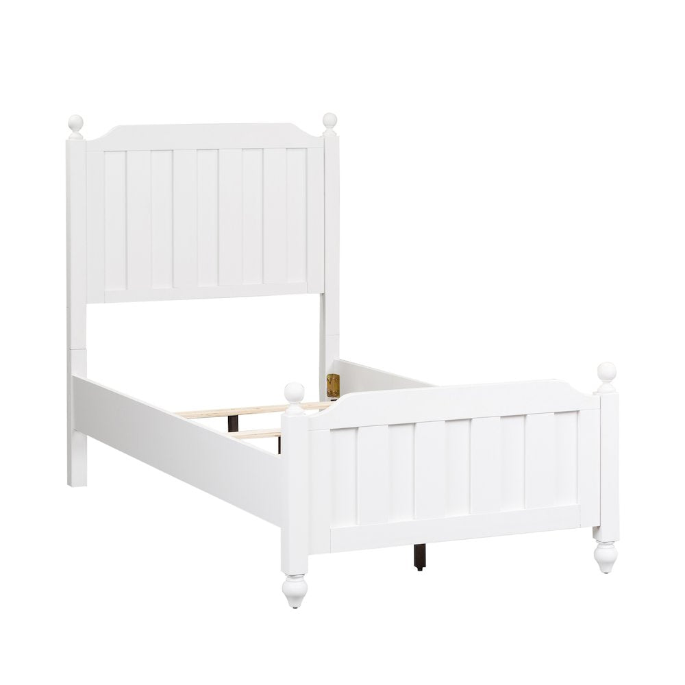 Twin Panel Bed, Dresser & Mirror in Melamine & Rubberwood Solid Frame