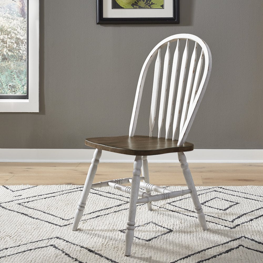 Carolina Crossing 5 Piece Pedestal Table Set- White in Rubberwood Solids