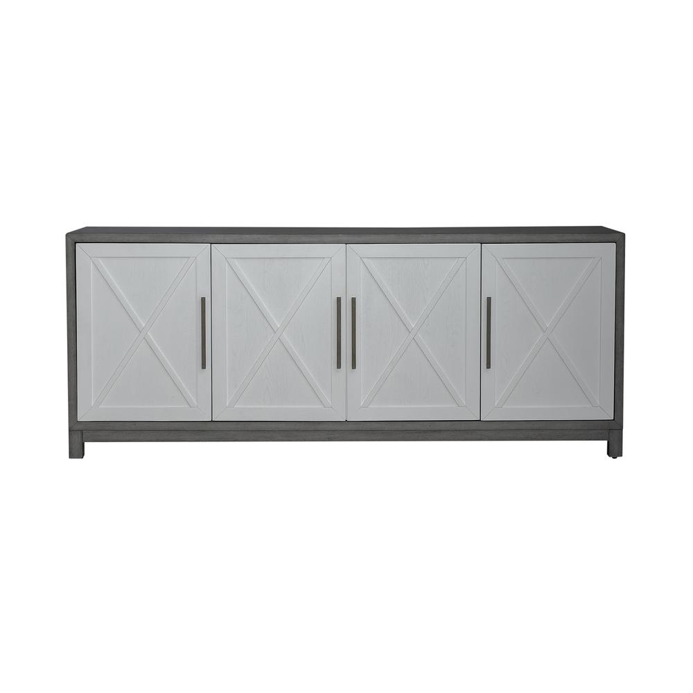 78 Inch TV Console Contemporary White in Two-Tone Shell White