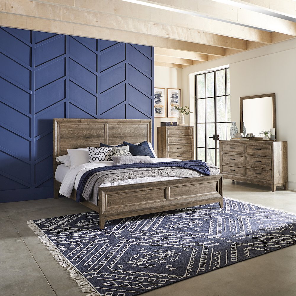 King California Panel Bed, Dresser & Mirror, Chest