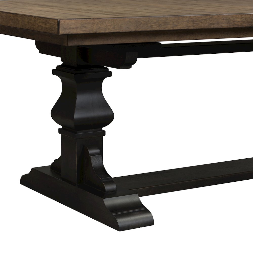 Harvest Home Trestle Table in Rubberwood Solids w/ Knotty White Oak Veneers