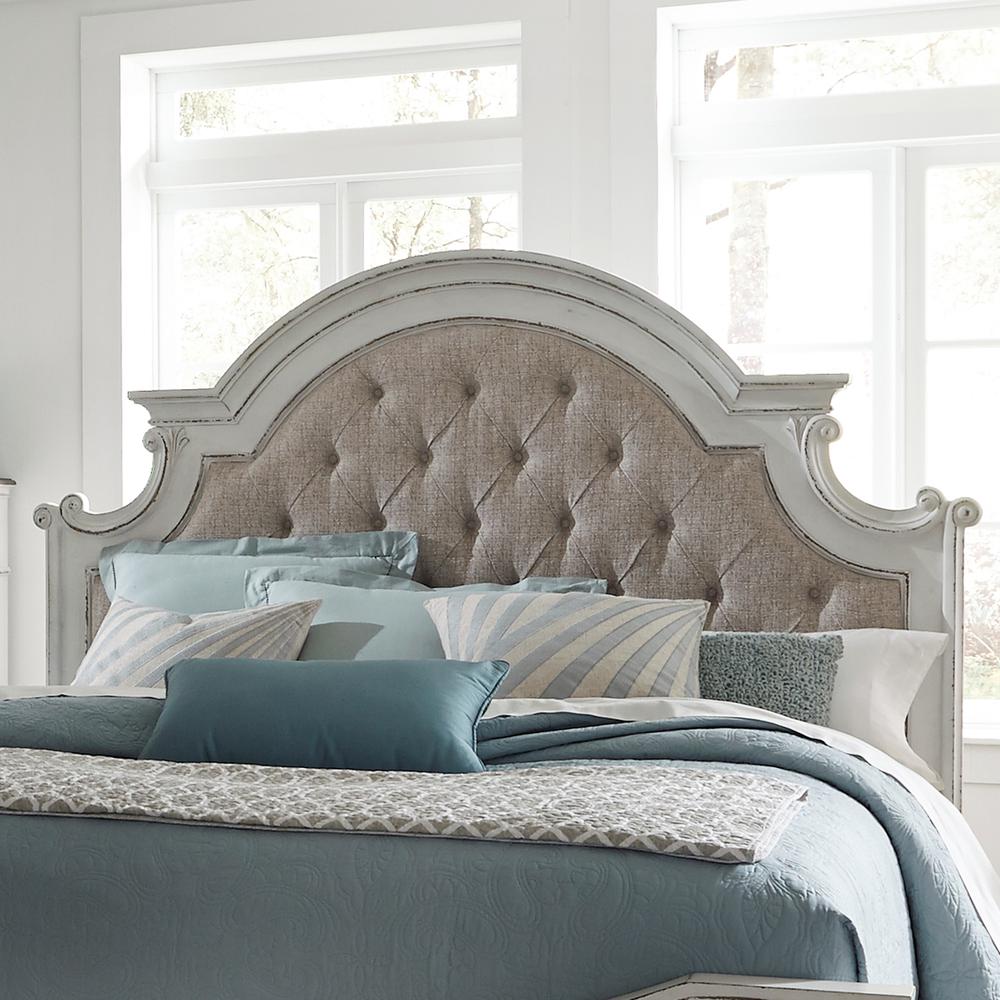 Magnolia Manor King Upholstered Panel Headboard in Antique White
