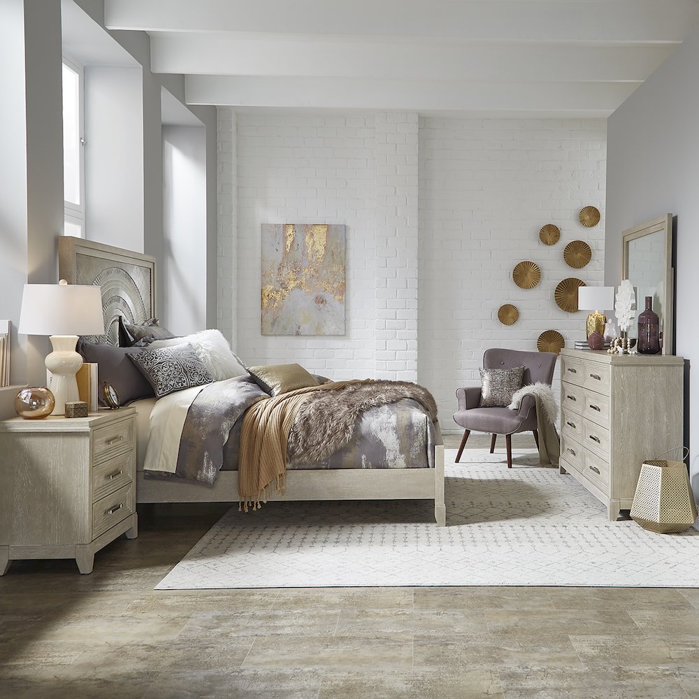 Belmar Queen Panel Bed, Dresser & Mirror, Night Stand