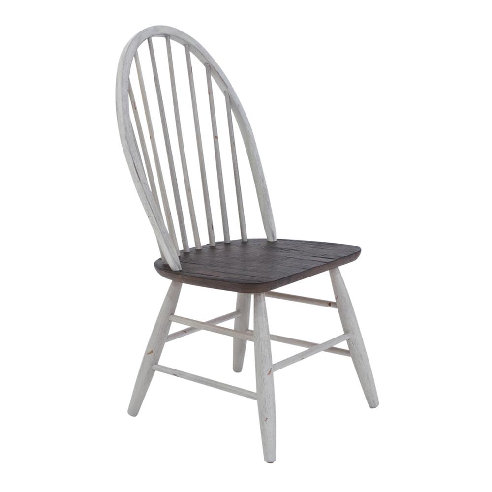 Farmhouse 7 Piece Trestle Table Set in Two Tone White w/ Wood Tone Top