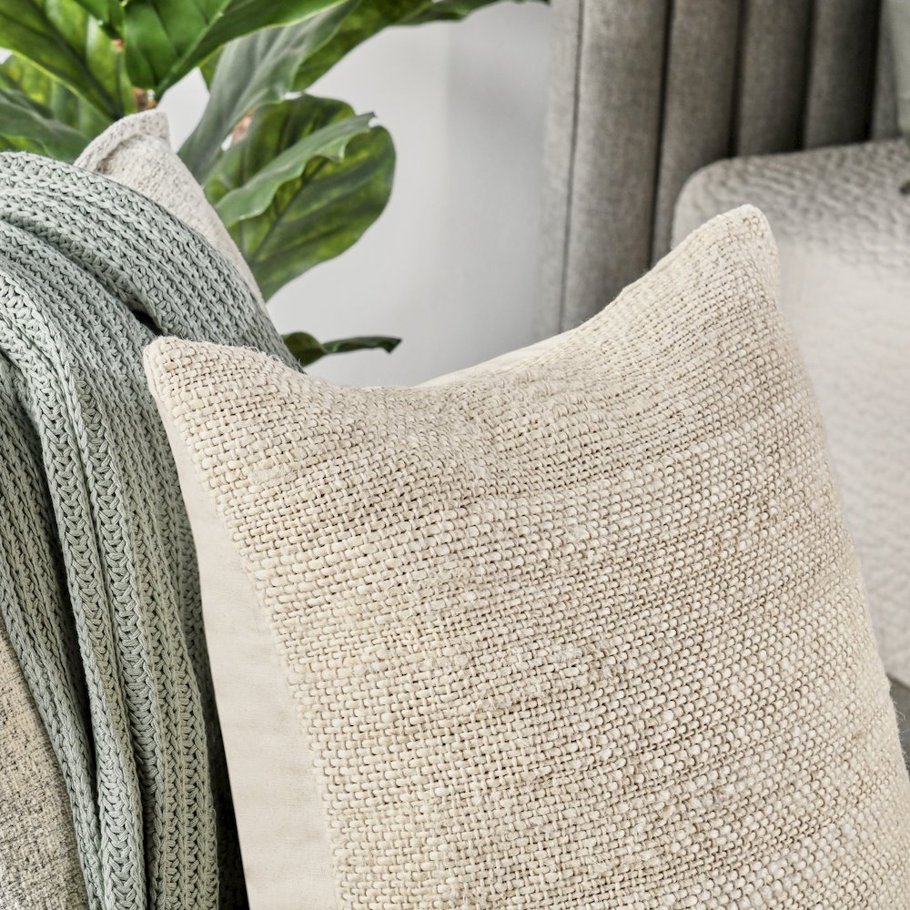 Halter 22" Woven Jute Throw Pillow , Ivory