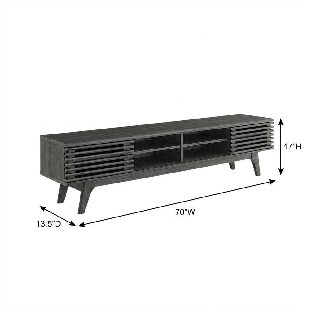 Gray wood entertainment center with spacious TV stand and sleek design