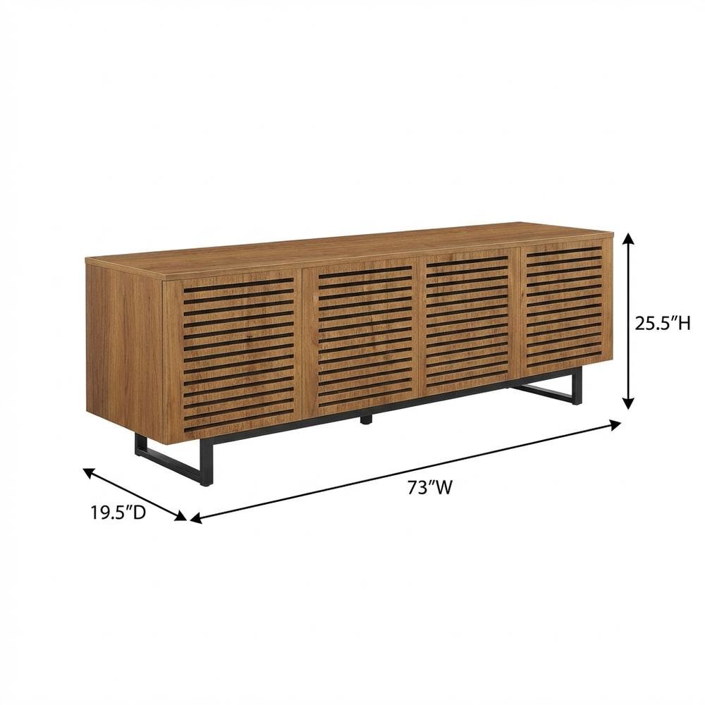 Wooden Brown TV Stand for 73-Inch Screen with Practical Storage