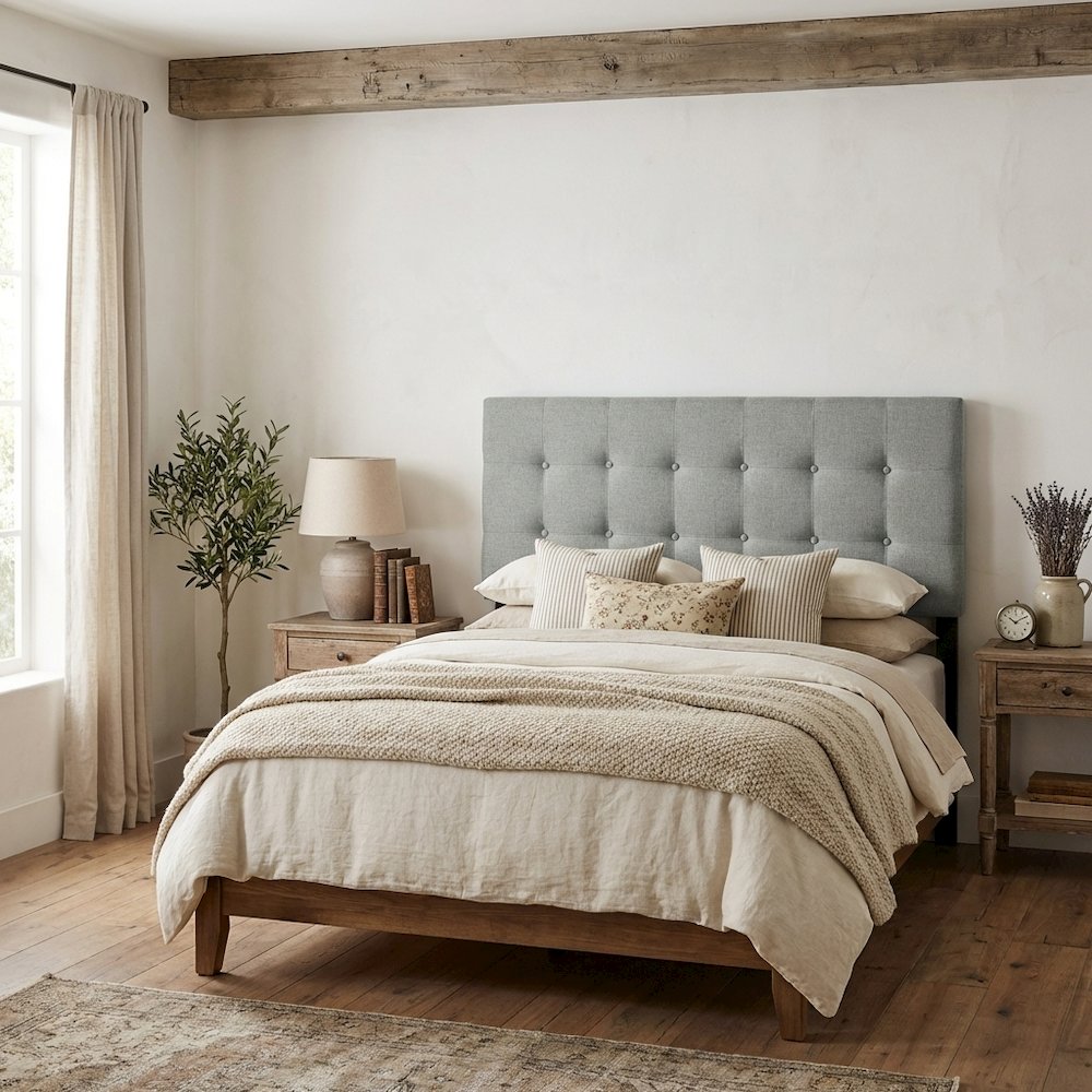 Upholstered Fabric Queen Headboard with Padded Design and Durable Frame