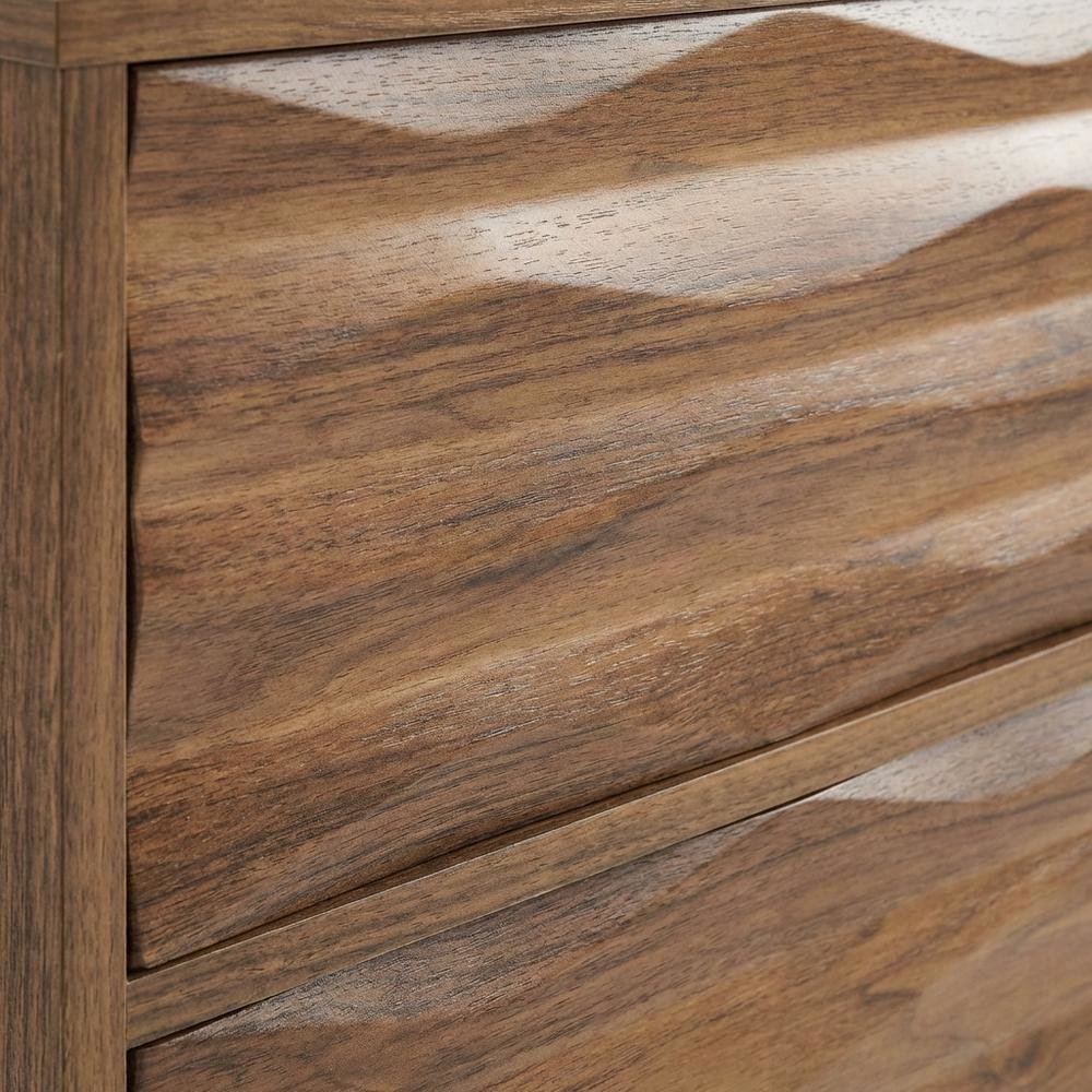 Brown Wooden Nightstand with Two Drawers and Sleek Modern Design