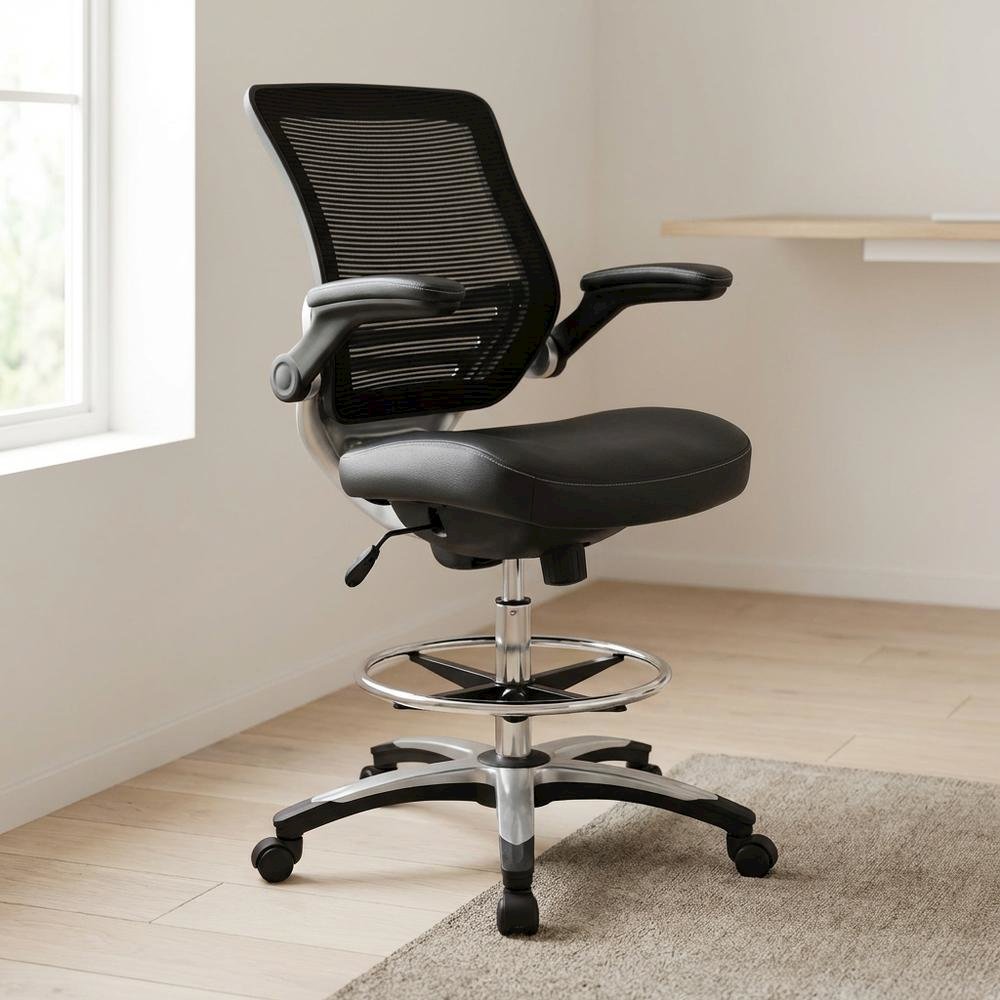 Plastic Drafting Chair with Armrest and Adjustable Height for Office Use