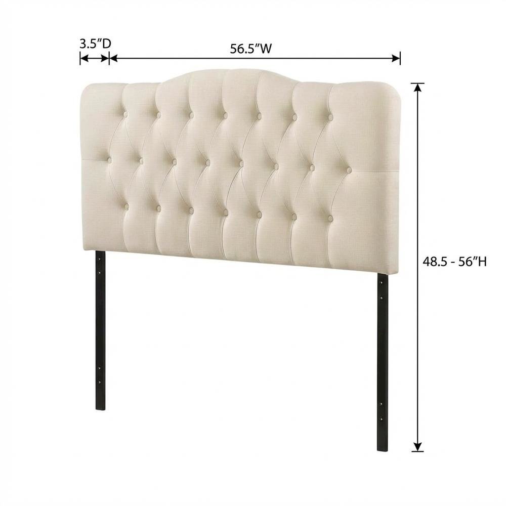 Upholstered Fabric Headboard in Neutral Tone with Plush Padding and Sturdy Frame