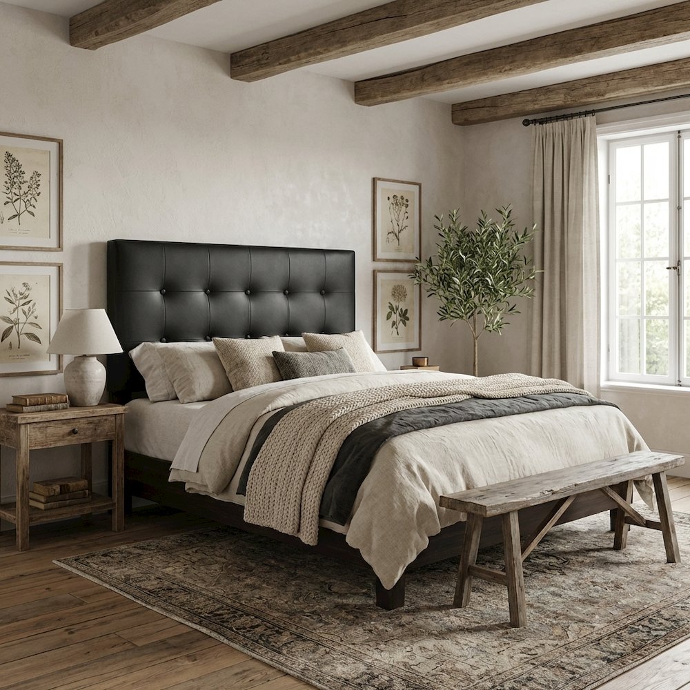 Upholstered Vinyl Twin Headboard with Cushioned Support and Durable Frame