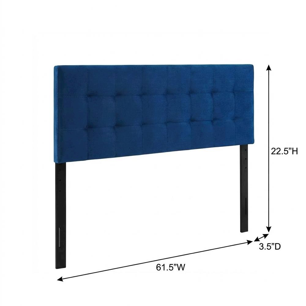 Blue Performance Velvet Headboard, Queen Tufted Design, Durable Upholstery
