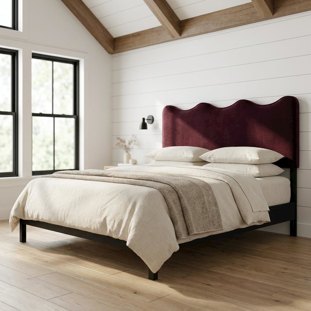 Velvet King Size Headboard Only, King Headboard, Mulberry