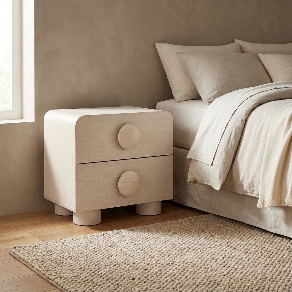 Gray 2-Drawer Nightstand with Modern Design and Solid Construction