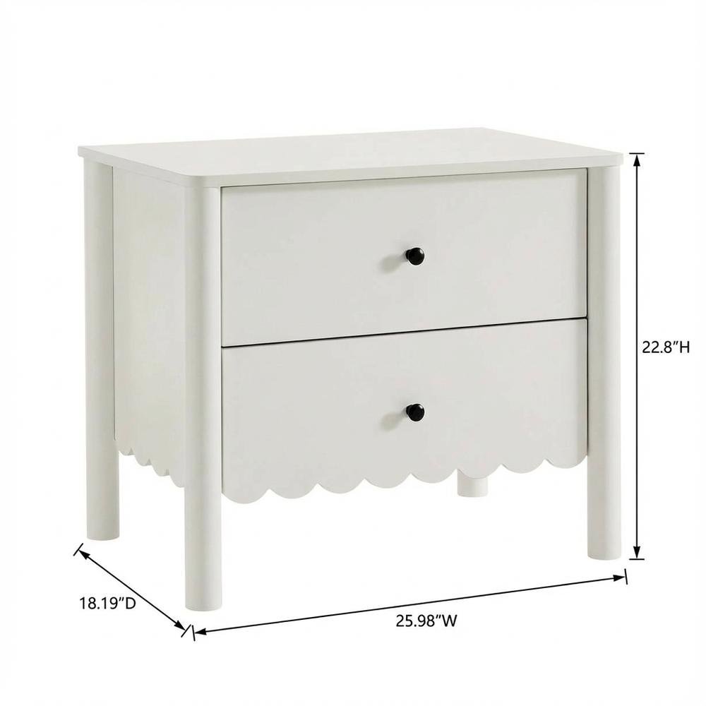 Bedside Nightstand with 2 Drawers in Elegant Finish