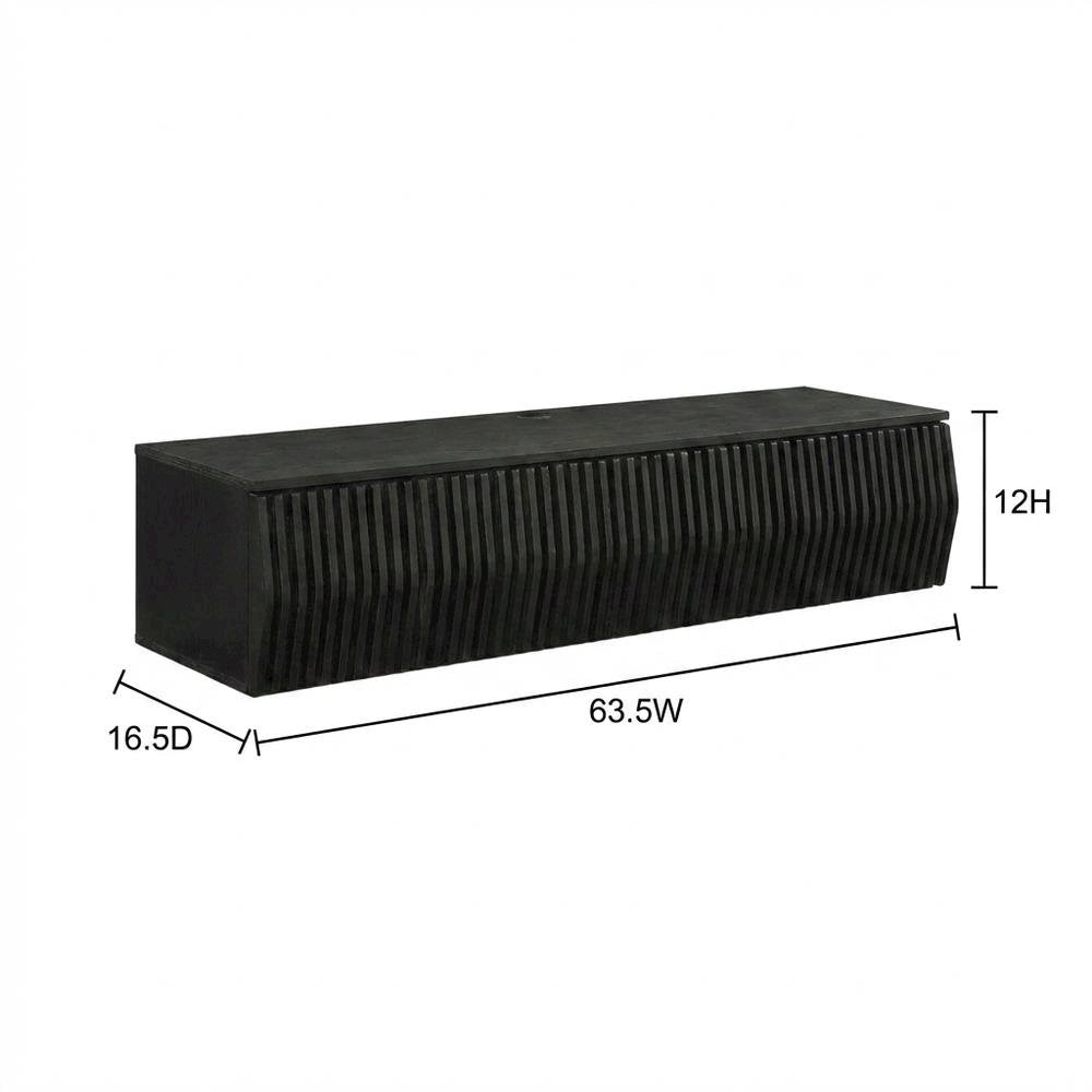 Black Wall Mount TV Stand with Sturdy Construction and Storage Space