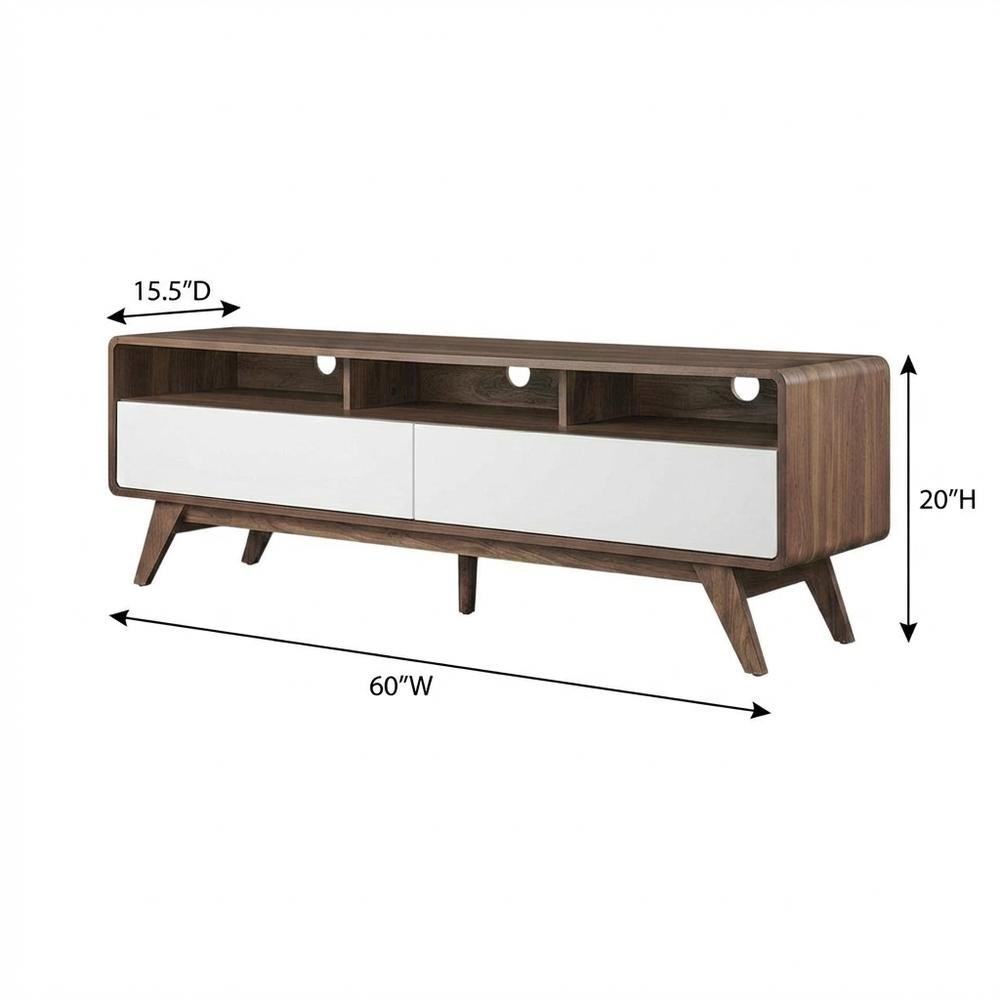 Wooden TV Stand in Brown with Spacious Storage and Sturdy Design