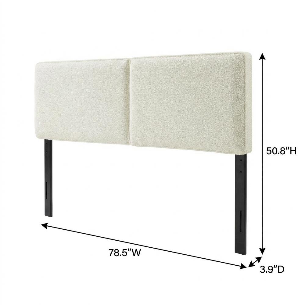 Boucle Fabric King Headboard in Soft Neutral, Sturdy Frame, Elegant Design