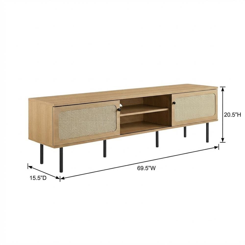 Wooden TV stand in brown with spacious surface and sturdy base