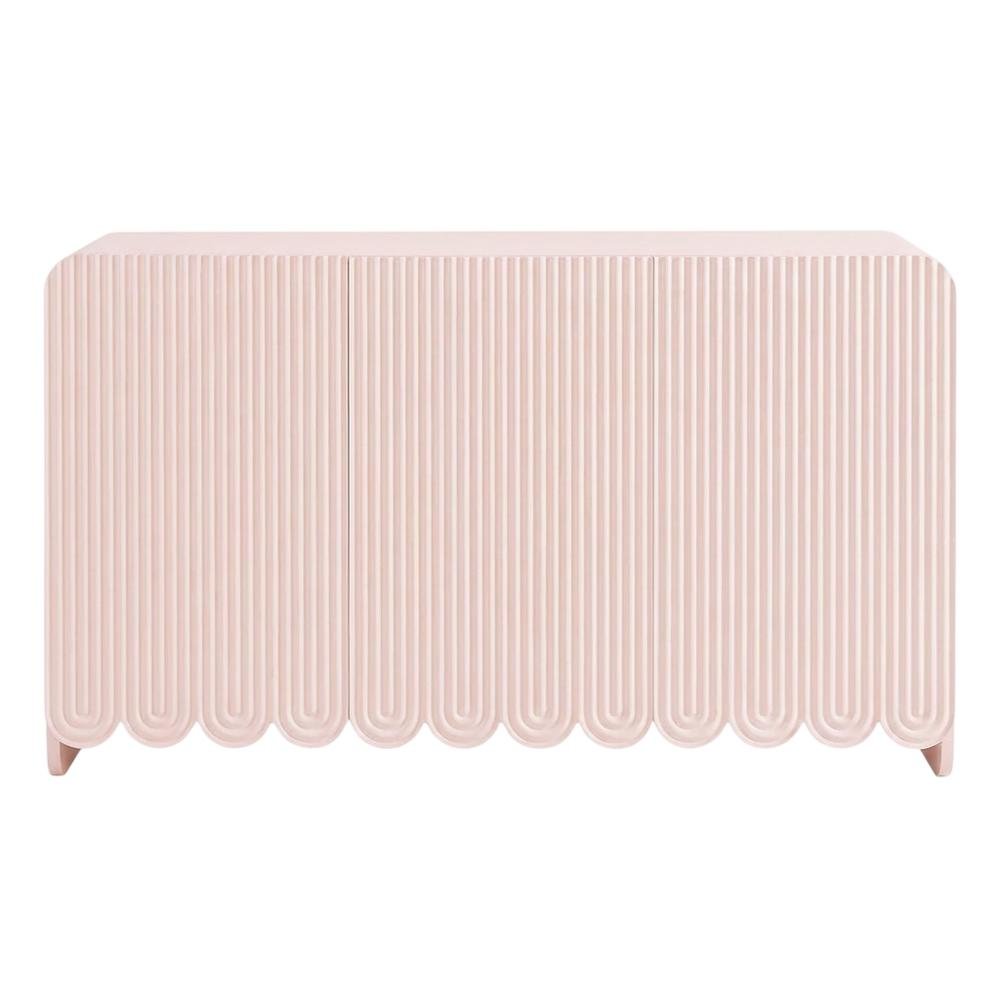 Fluted And Scalloped Sideboard Storage Cabinet In Elegant Finish