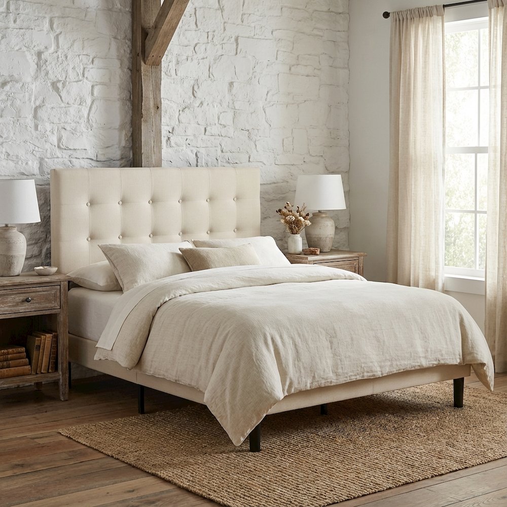 Upholstered Queen Headboard with Fabric Cover and Padded Design for Comfort
