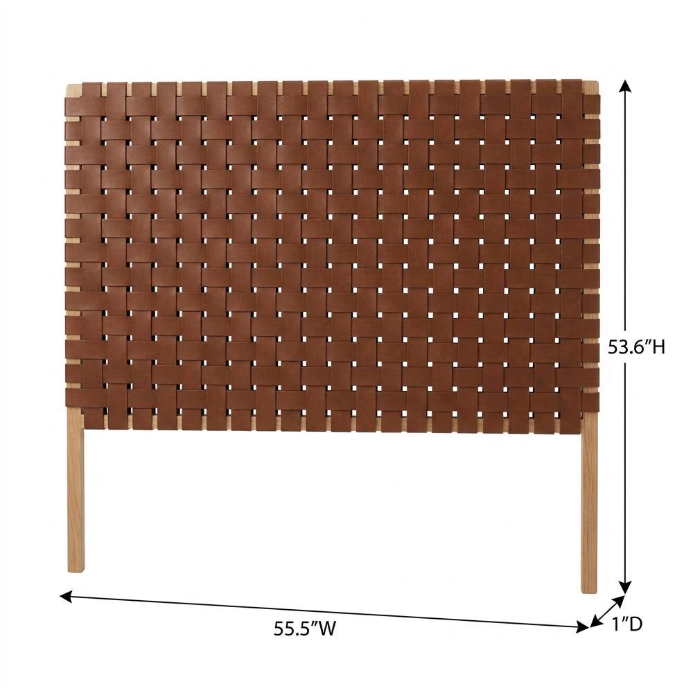 Vegan Leather Full Headboard with Woven Texture and Durable Frame