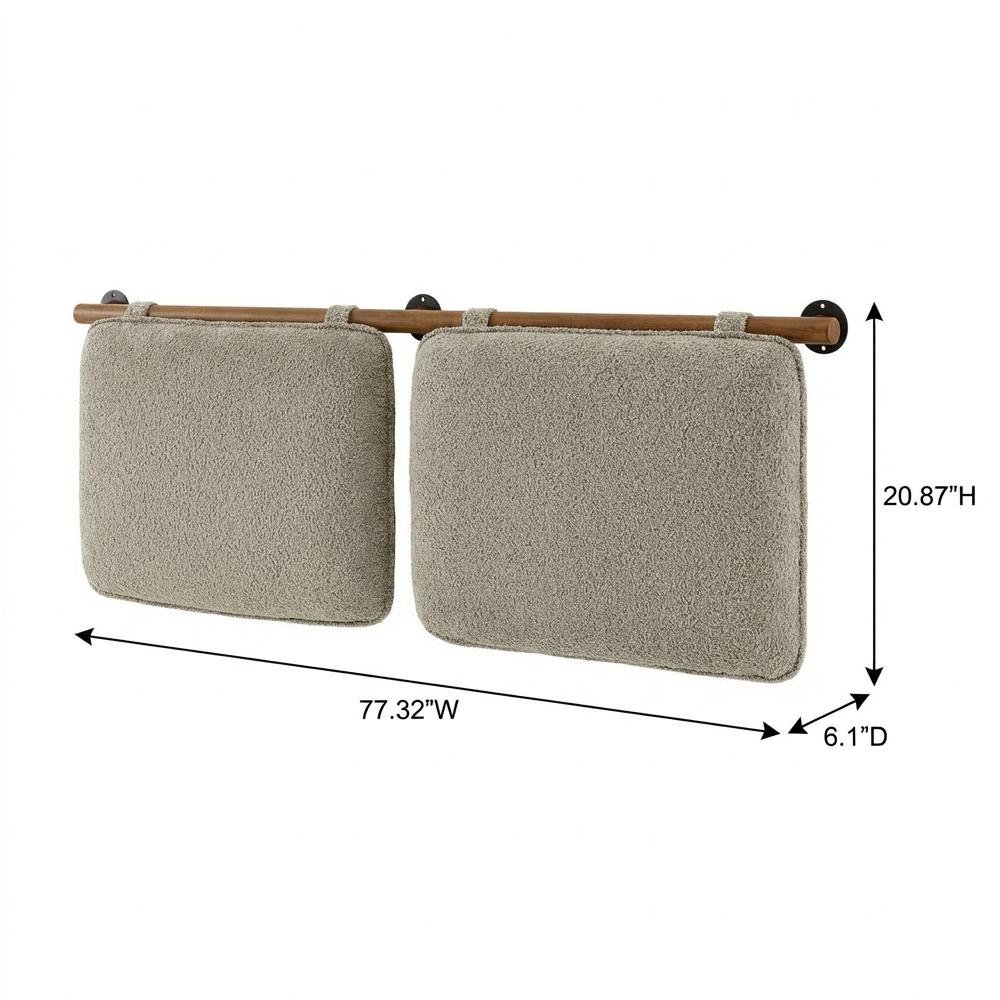 Chenille Upholstered King Size Headboard Wall-Mounted with Soft Padding