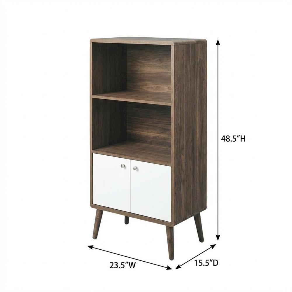 Wood Display Cabinet Bookshelf with Shelving Storage for Living Room