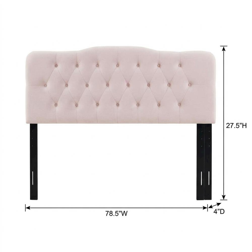 Pink Tufted Velvet Headboard with Diamond Pattern and Plush Padding