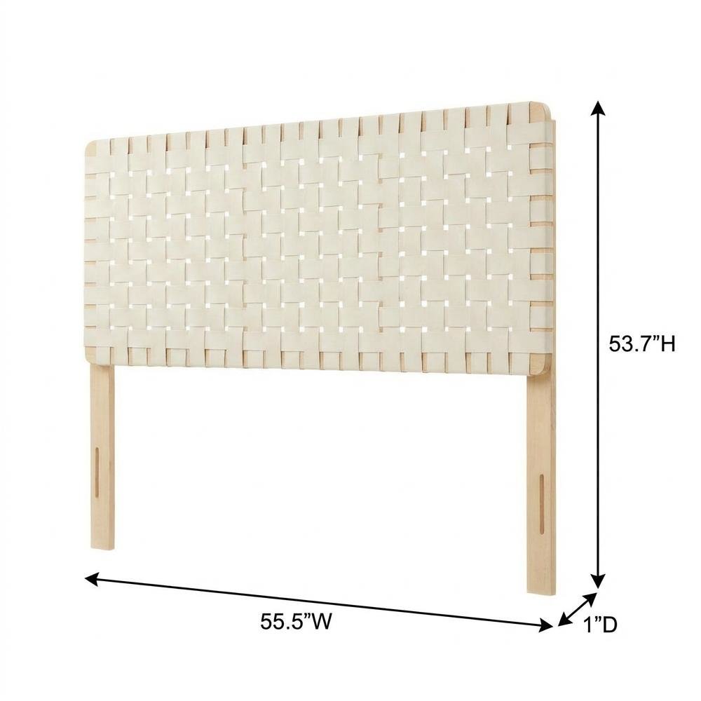 Vegan Leather Full Headboard with Woven Texture and Sturdy Frame