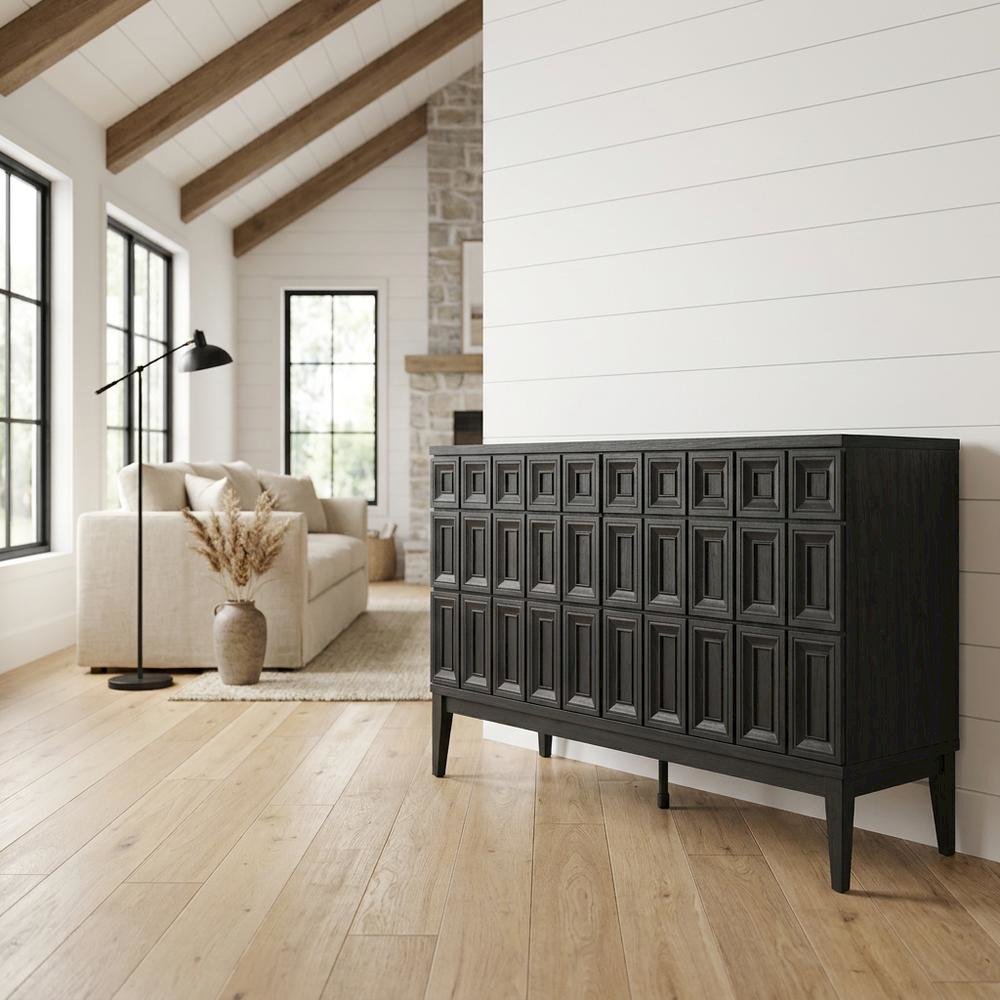 Wooden Sideboard Buffet Cabinet with Storage Credenza for Dining Room, Black