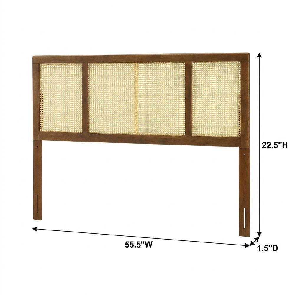 Cane Full Headboard Nature-Inspired Finish Lightweight Single Panel Design