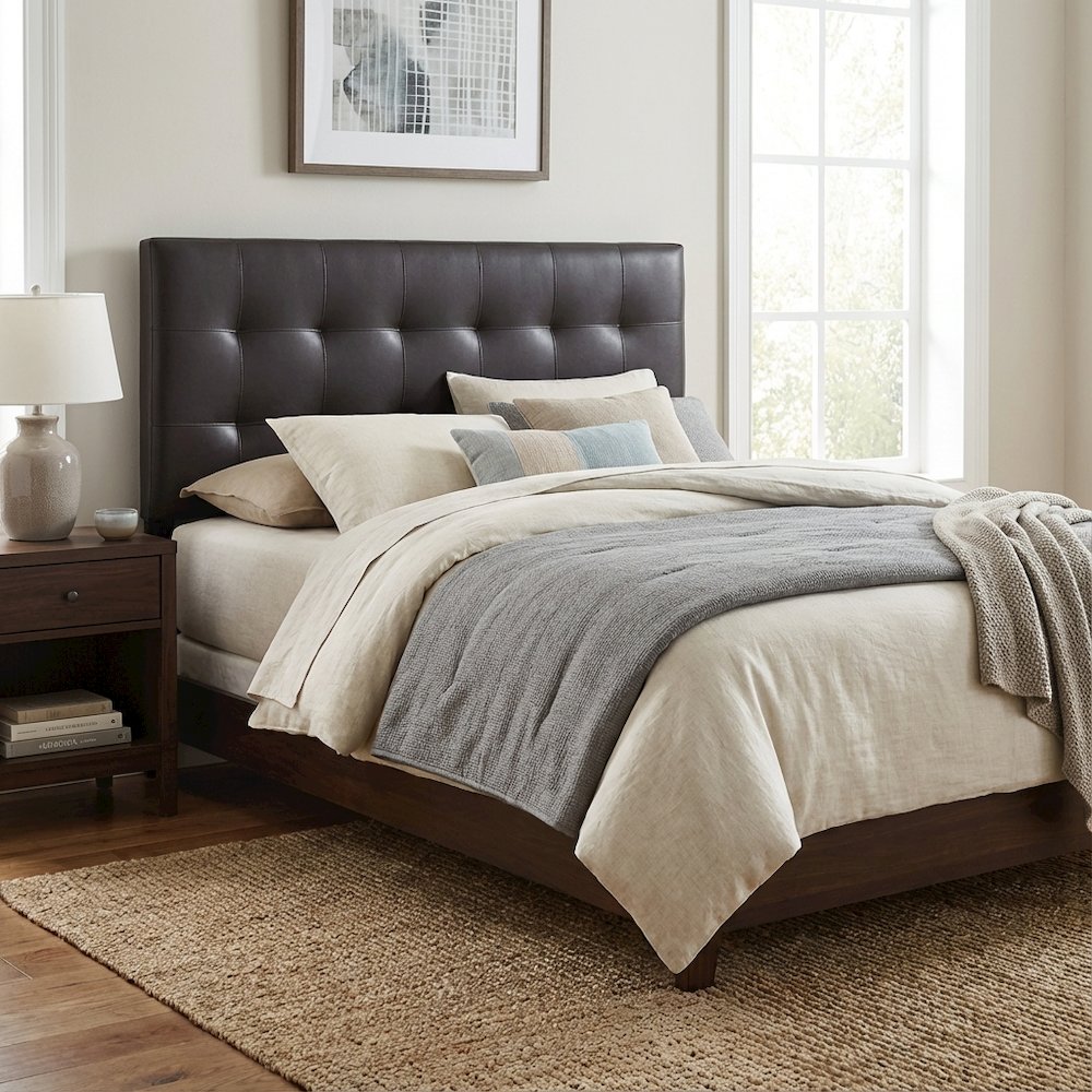 Upholstered Vinyl Full Headboard with Plush Padding and Sleek Design