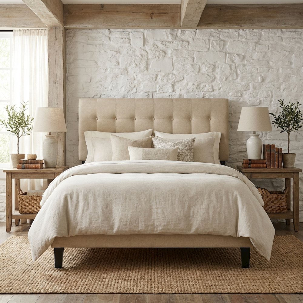 Upholstered Full Headboard, Soft Fabric, Durable Frame for Comfortable Support