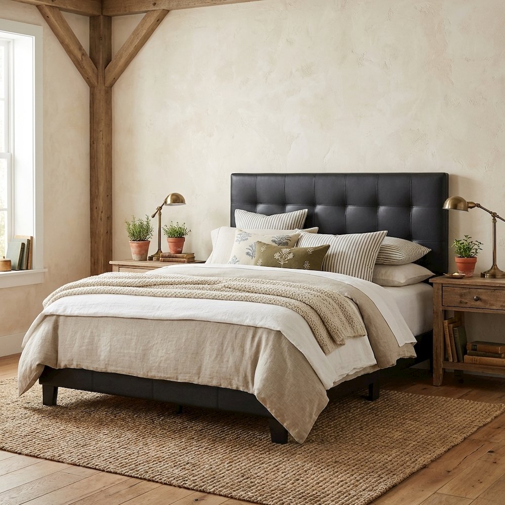 Upholstered Vinyl Queen Headboard with Elegant Design and Durable Finish