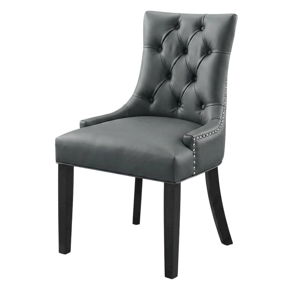 Tufted Vegan Leather Upholstered Dining Chair for Dining Room, Gray