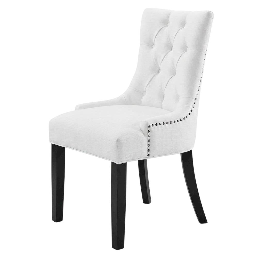 Tufted Upholstered Fabric Dining Chair for Kitchen and Dining Room, White