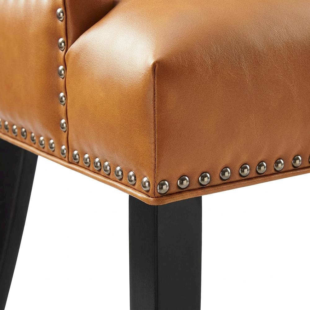 Vegan Leather Upholstered Dining Chair for Kitchen or Dining Room, Tan