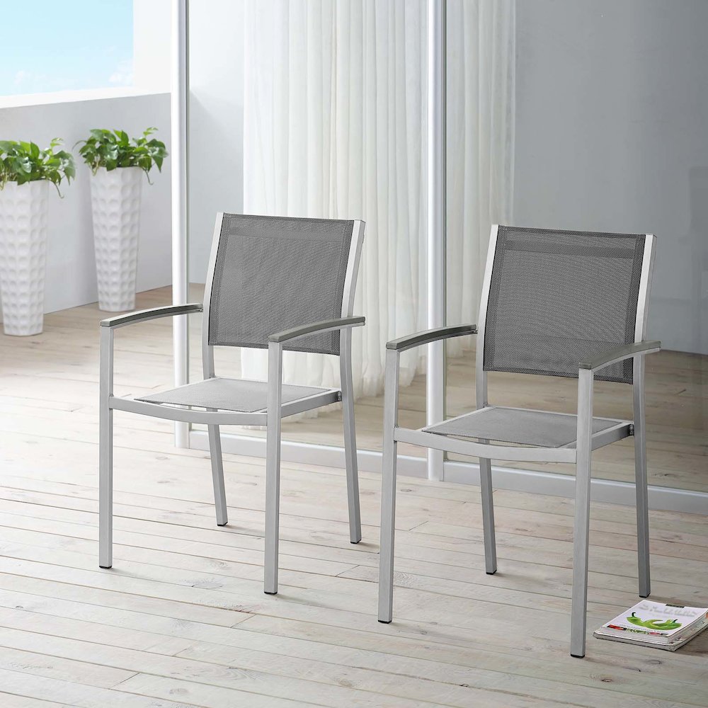Shore Outdoor Patio Aluminum Dining Chair Set of 2