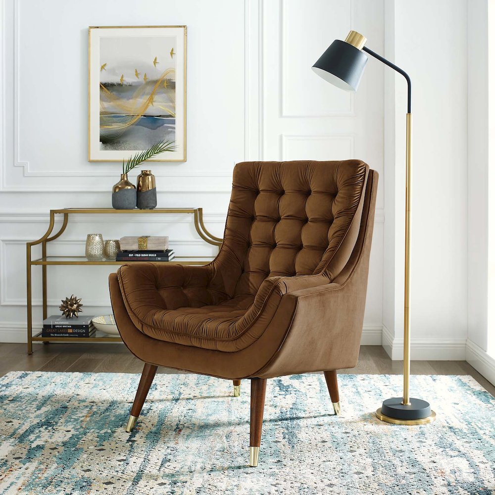 Suggest Button Tufted Performance Velvet Lounge Chair